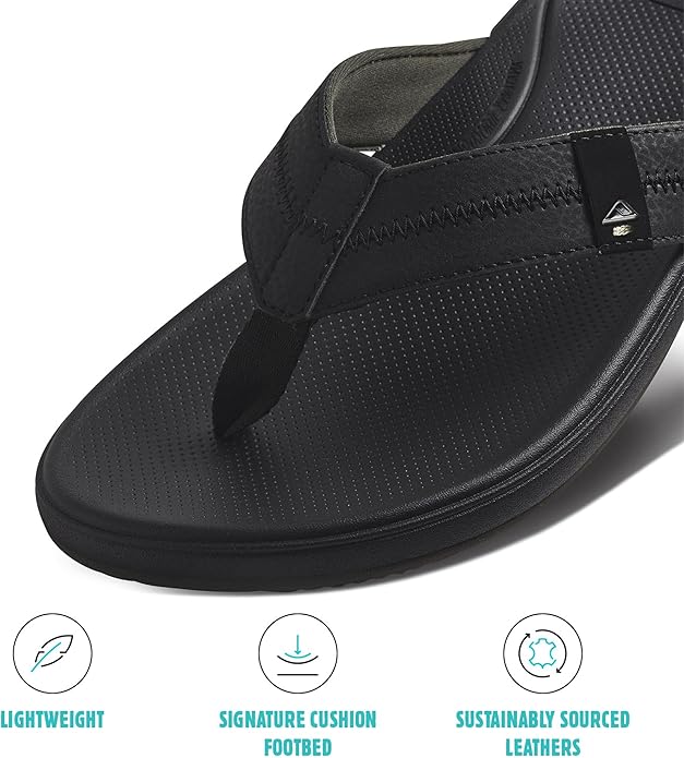REEF Men's Cushion Phantom 2.0 Ultra Soft Arch Support Sandal - Black