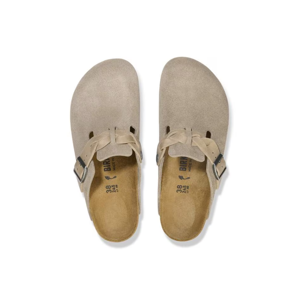Birkenstock Unisex Boston Braided Suede Leather Clog Sandals - Taupe
