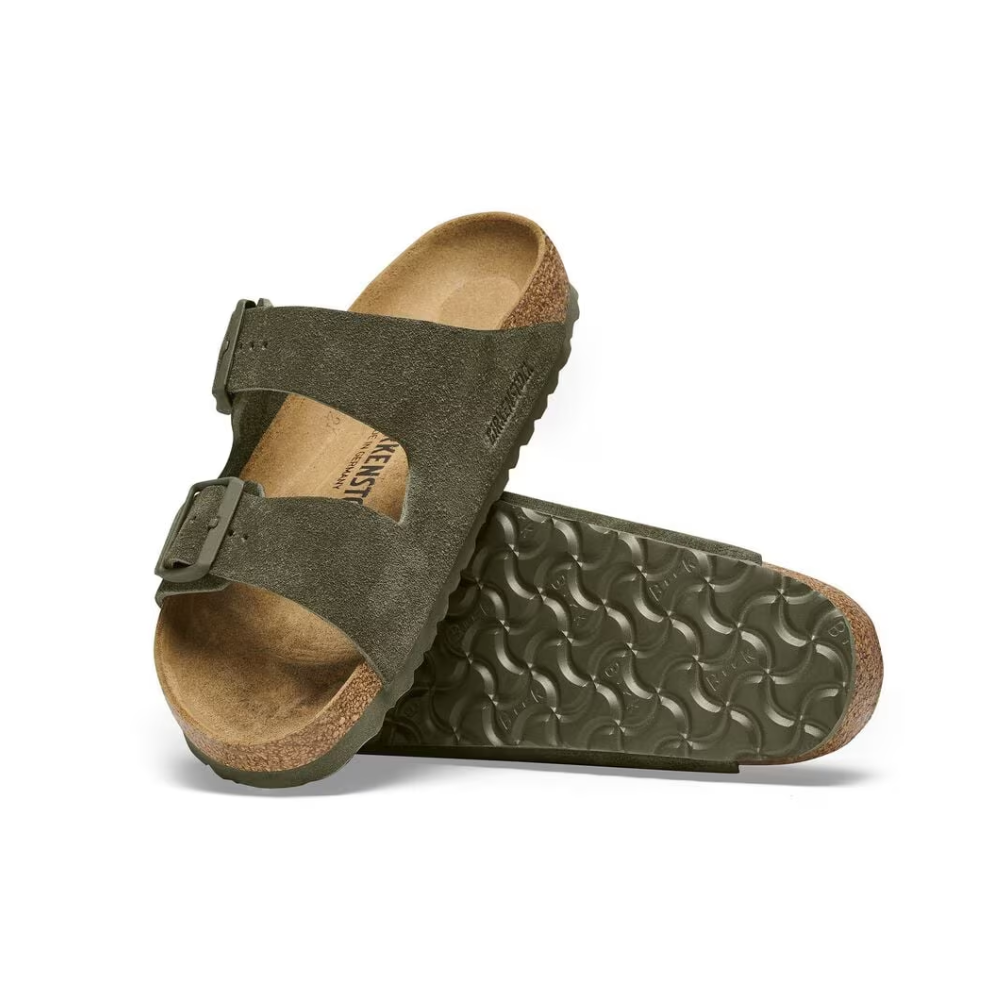 Birkenstock Arizona Suede Unisex Leather Sandals - Narrow Fit Thyme 1025720