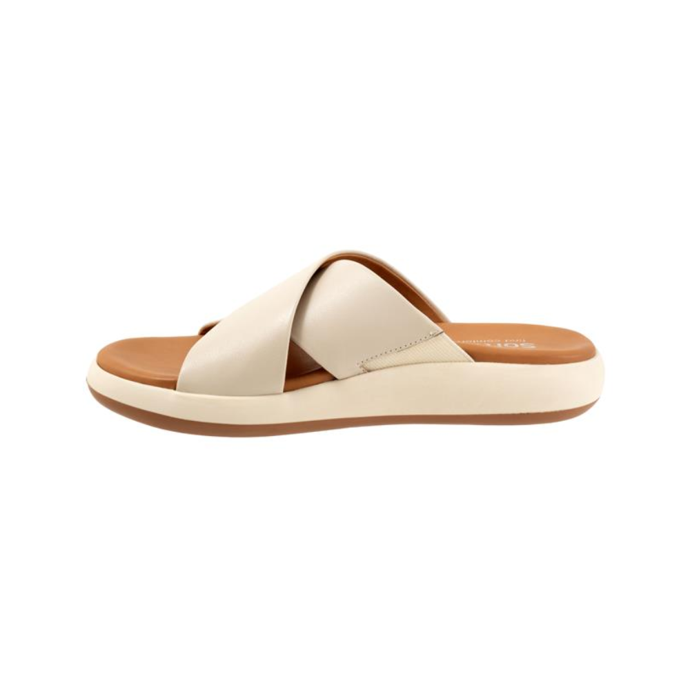 SoftWalk Jesi Women's Leather Crisscross Slide Sandal - Ivory