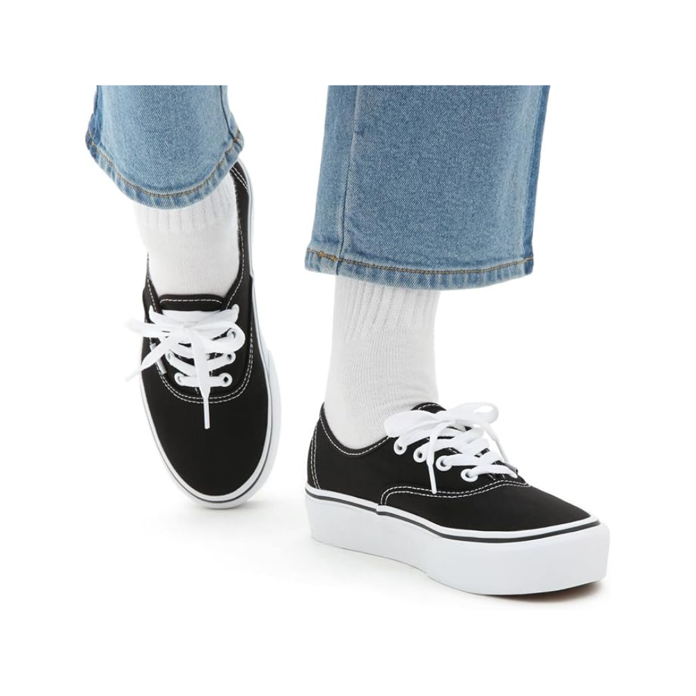 Vans Authentic Platform Unisex Black Canvas Sneakers Shoes