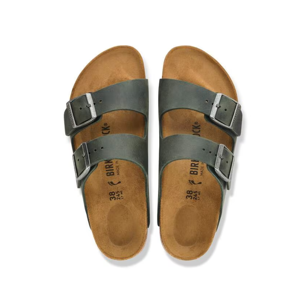 Birkenstock Arizona Oiled Leather Unisex Sandals Thyme Wide