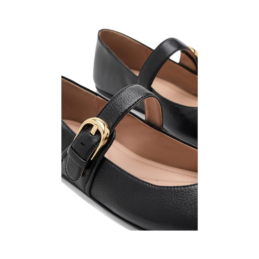 Cole Haan Women's Grand Ambition Alissa Mary Jane Flats – Black Tumbled Leather