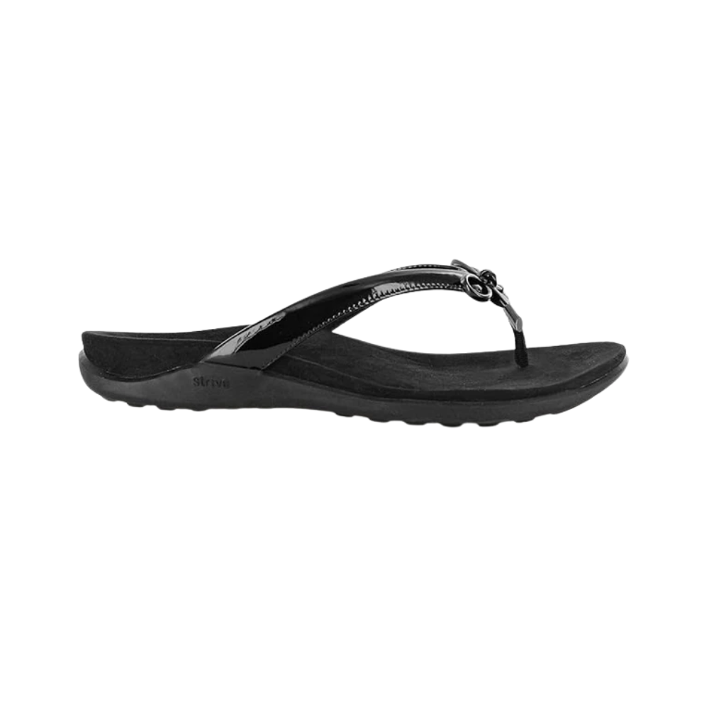 Strive Island – Women's  Black Orthotic Arch Support Leather Sandal
