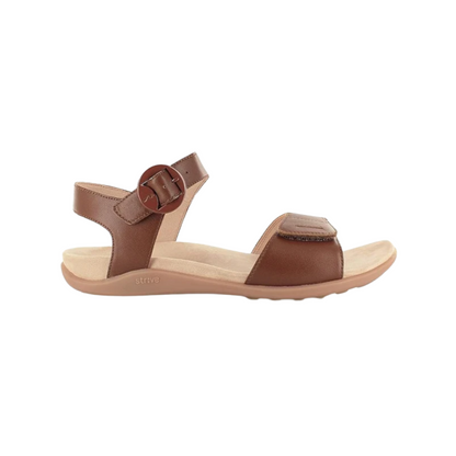 Strive Bay Women's Orthotic Leather Ankle Strap Sandal Tan Arch Support