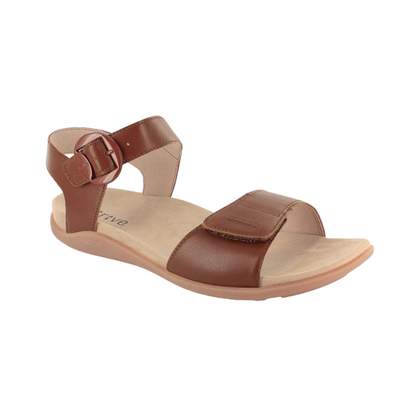 Strive Bay Women's Orthotic Leather Ankle Strap Sandal Tan Arch Support