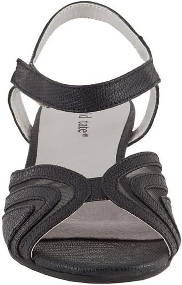 David Tate Admire Women’s Wedge Sandals Black Lizard Print Dress Sandal