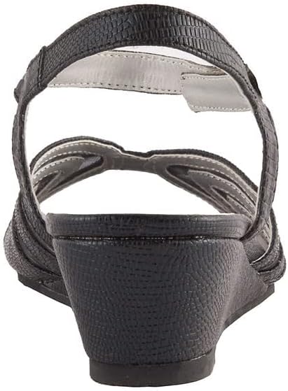 David Tate Admire Women’s Wedge Sandals Black Lizard Print Dress Sandal