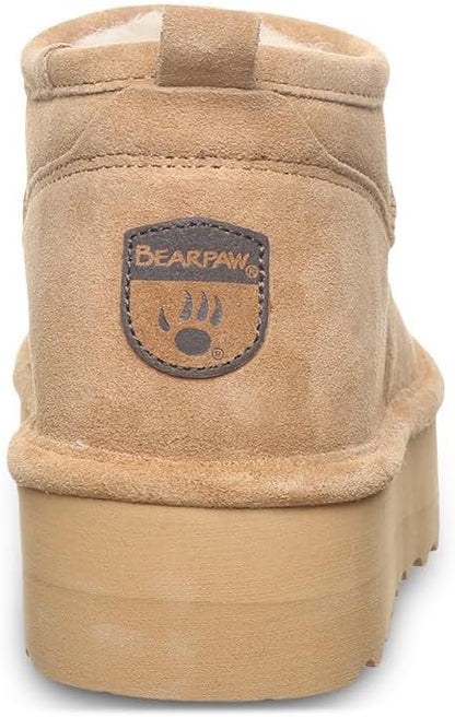 Bearpaw Women’s Retro Super Shorty Suede Ankle Boots Iced Coffee Wool Lined Winter