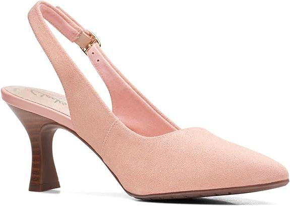 Clarks Women’s Kataleyna Step Peach Suede Slingback Heels Pointed Toe Pumps