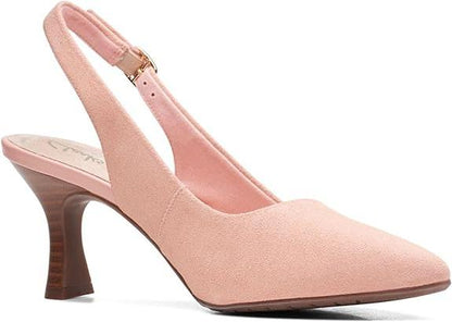 Clarks Women’s Kataleyna Step Peach Suede Slingback Heels Pointed Toe Pumps
