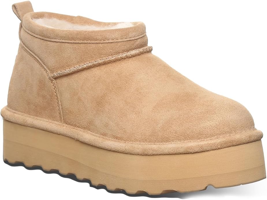 Bearpaw Women’s Retro Super Shorty Suede Ankle Boots Iced Coffee Wool Lined Winter