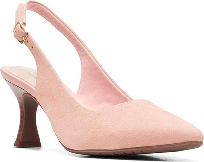 Clarks Women’s Kataleyna Step Peach Suede Slingback Heels Pointed Toe Pumps