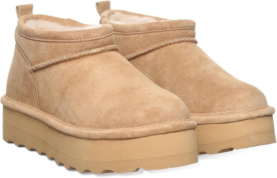Bearpaw Women’s Retro Super Shorty Suede Ankle Boots Iced Coffee Wool Lined Winter