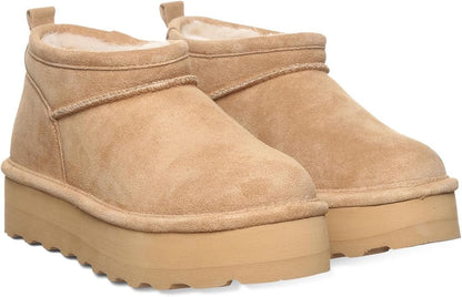Bearpaw Women’s Retro Super Shorty Suede Ankle Boots Iced Coffee Wool Lined Winter