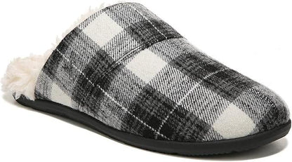 Vionic Alfons Men's Orthotic Comfort Slipper – Black Plaid, Arch Support, Indoor & Outdoor Use