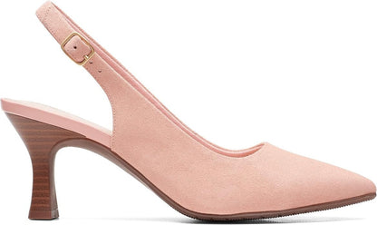 Clarks Women’s Kataleyna Step Peach Suede Slingback Heels Pointed Toe Pumps