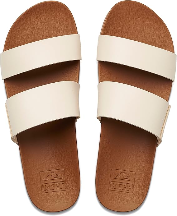 REEF Cushion Vista Women's Fashion Slide Sandal, Vintage - Ultra Soft Cushion Footbed, Vegan Leather Strap, Stylish Comfort Slides