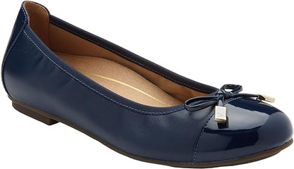 Vionic Minna Womens Navy Nappa Leather Ballet Flats Arch Support