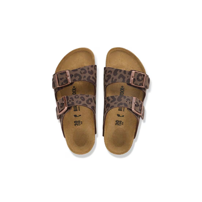 Birkenstock Kids Arizona Leo Mocha Birkibuc Slide Sandals 2 Strap Cork Footbed