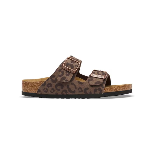 Birkenstock Kids Arizona Leo Mocha Birkibuc Slide Sandals 2 Strap Cork Footbed