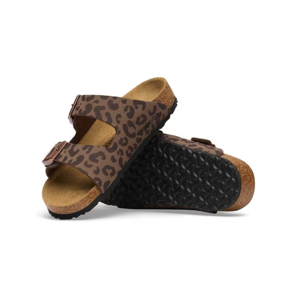 Birkenstock Kids Arizona Leo Mocha Birkibuc Slide Sandals 2 Strap Cork Footbed