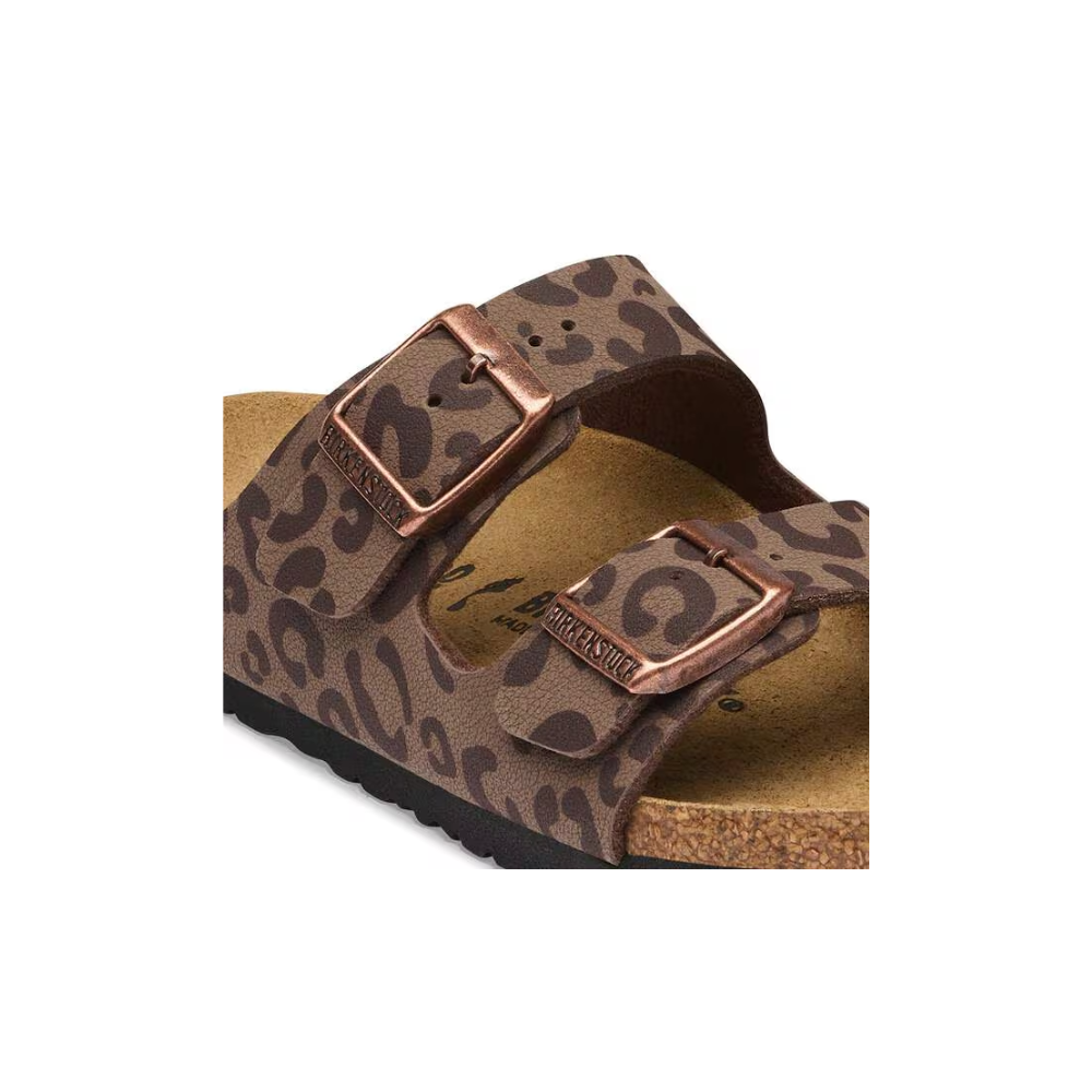 Birkenstock Kids Arizona Leo Mocha Birkibuc Slide Sandals 2 Strap Cork Footbed
