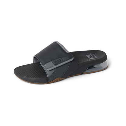 Reef Fanning Slide Men's Beach Sandals Bottle Opener Water-Friendly Slides  Black/Grey