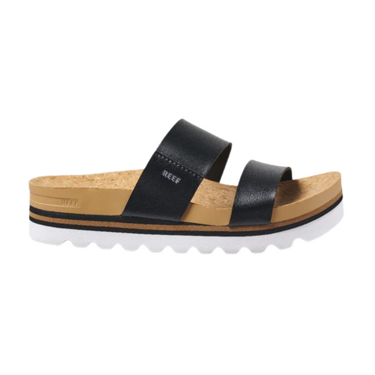 REEF Women's Cushion Vista Hi Black Sandal – Vegan Leather Platform