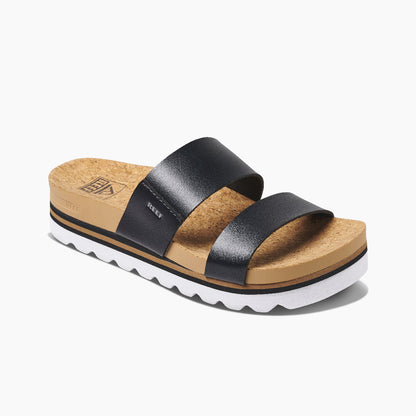 REEF Women's Cushion Vista Hi Black Sandal – Vegan Leather Platform