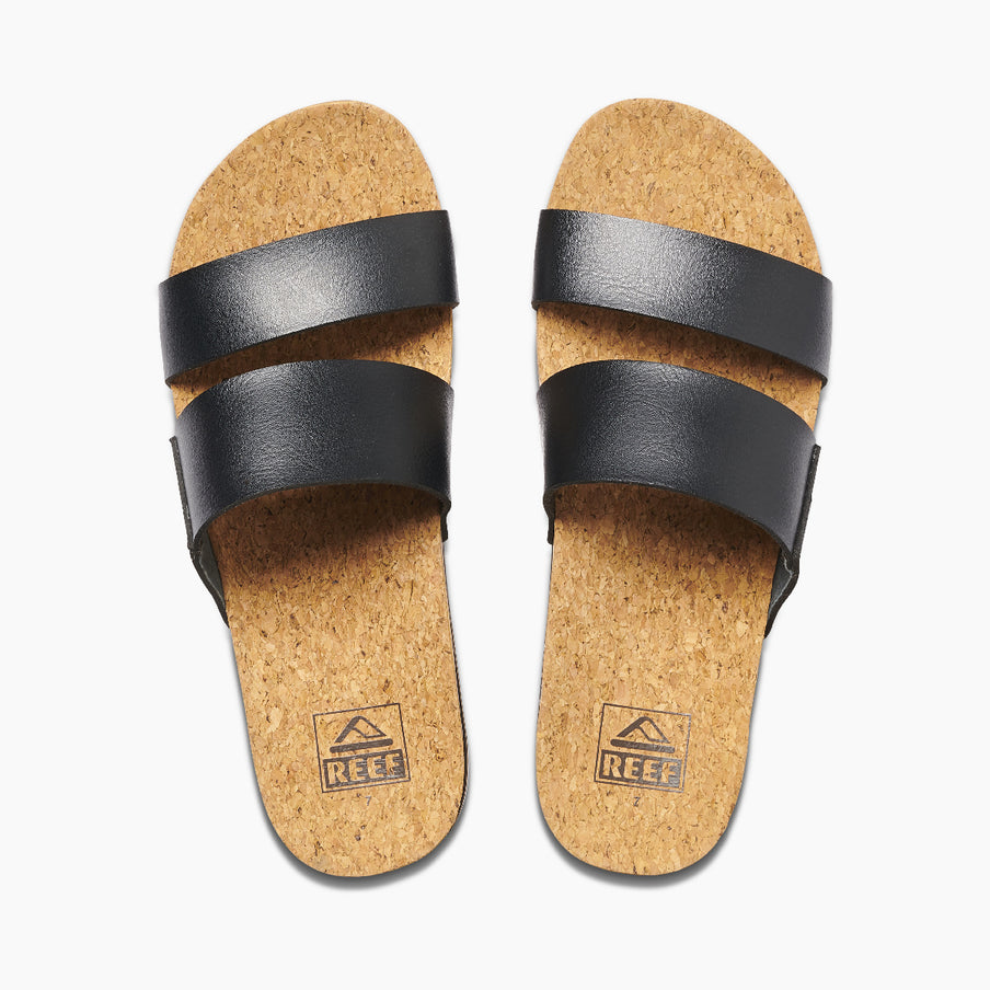 REEF Women's Cushion Vista Hi Black Sandal – Vegan Leather Platform