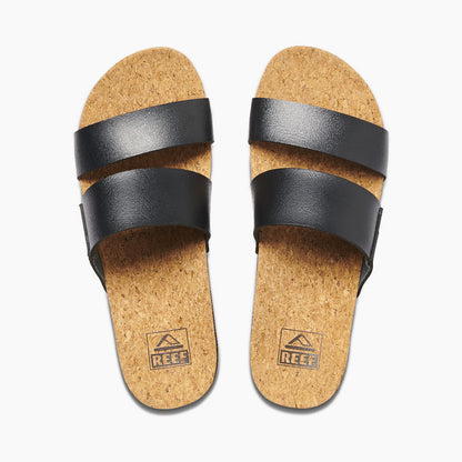 REEF Women's Cushion Vista Hi Black Sandal – Vegan Leather Platform