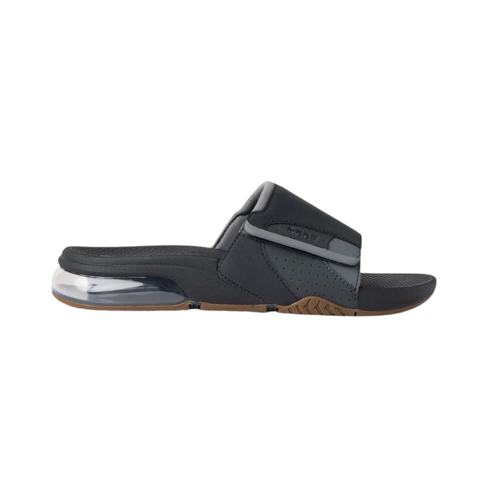 Reef Fanning Slide Men's Beach Sandals Bottle Opener Water-Friendly Slides  Black/Grey