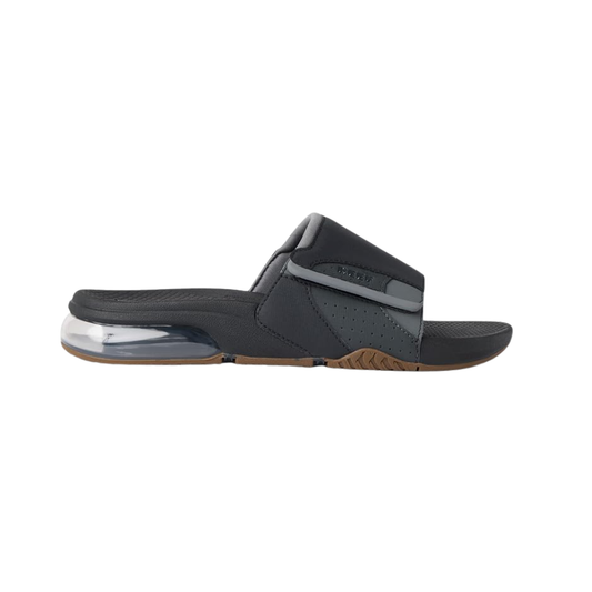 Reef Fanning Slide Men's Beach Sandals Bottle Opener Water-Friendly Slides  Black/Grey