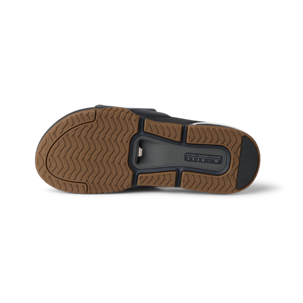 Reef Fanning Slide Men's Beach Sandals Bottle Opener Water-Friendly Slides  Black/Grey