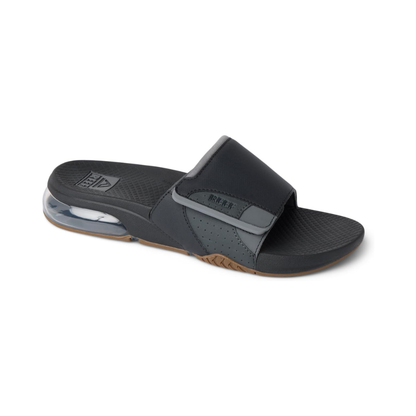 Reef Fanning Slide Men's Beach Sandals Bottle Opener Water-Friendly Slides  Black/Grey