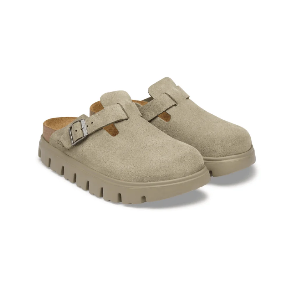 Birkenstock Women's Boston Chunky Suede Leather Clogs Taupe