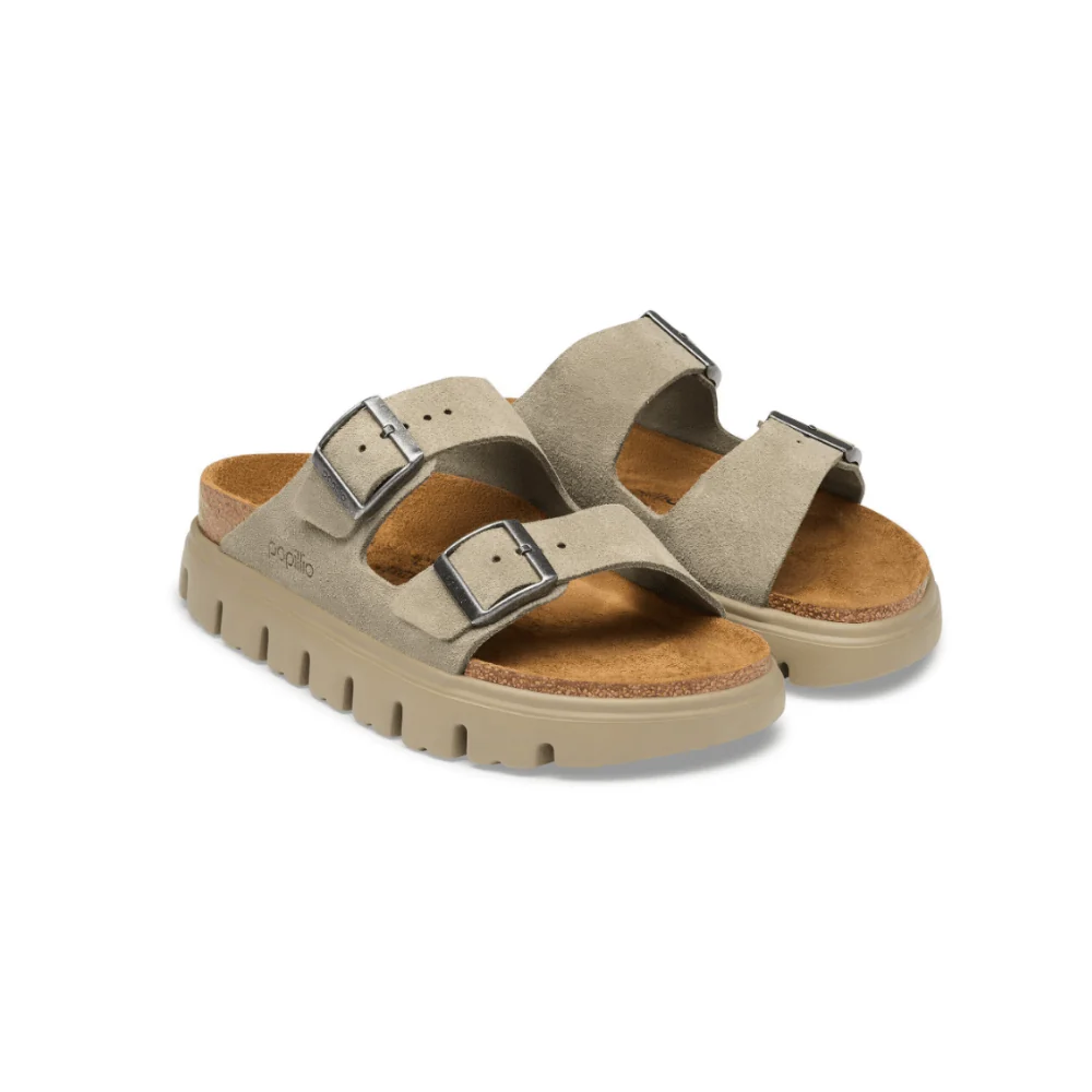 Birkenstock Women's Arizona Chunky Suede Leather Platform Sandals - Taupe