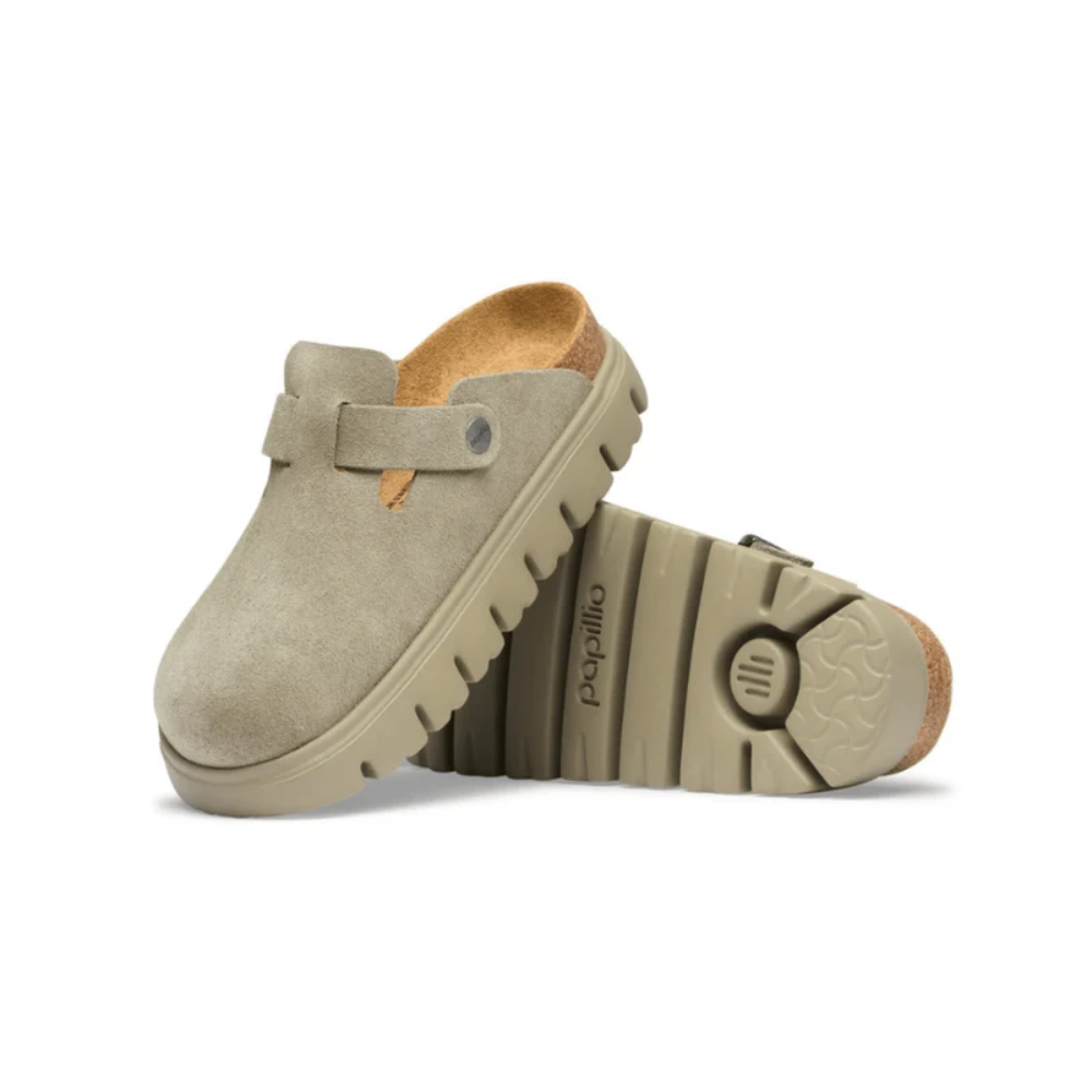 Birkenstock Women's Boston Chunky Suede Leather Clogs Taupe