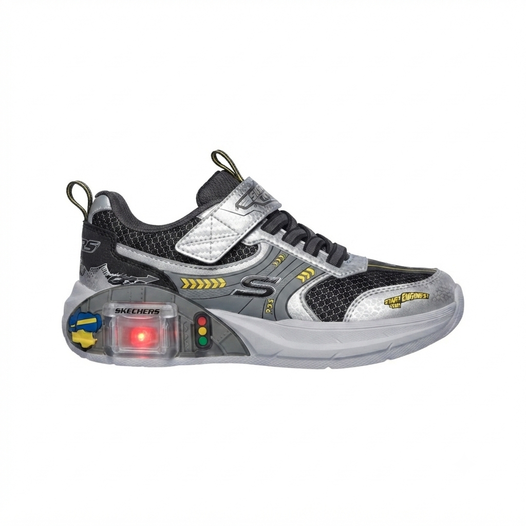 Skechers Garage Boys Light Adaptive Car Toy Storage Sneaker - Silver / Black 402150L