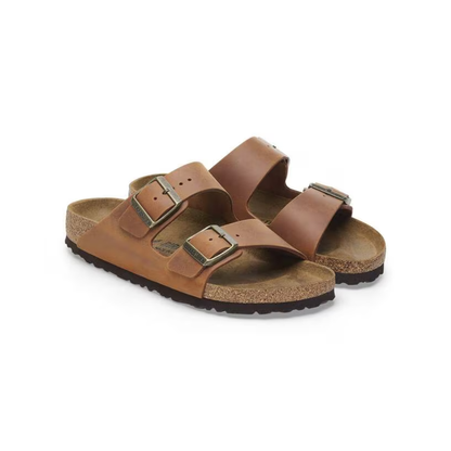 Birkenstock Arizona Oiled Leather Unisex Sandals - Cognac