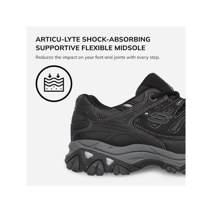 Skechers Men's Afterburn M. Fit Fashion Sneakers – Leather Upper, Memory Foam Insole