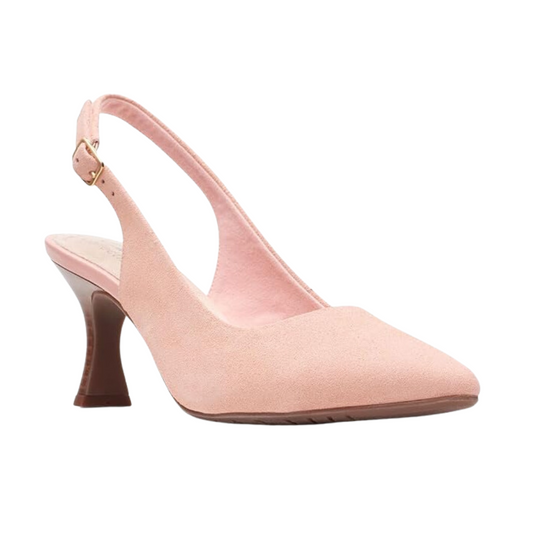 Clarks Women’s Kataleyna Step Peach Suede Slingback Heels Pointed Toe Pumps