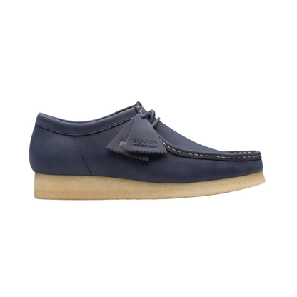 Clarks Wallabee 26174515 Men's Blue Leather Oxfords & Lace Ups Casual Shoes