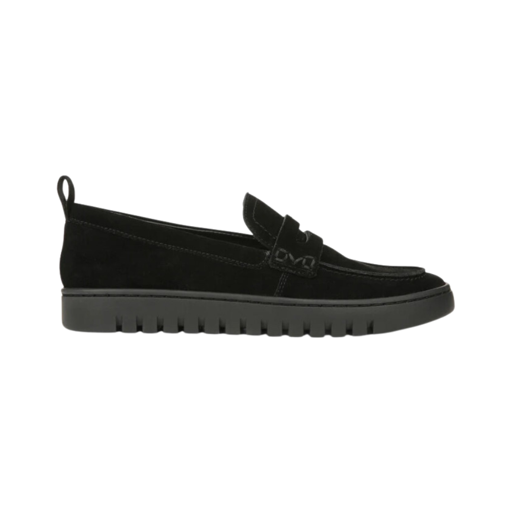 Vionic Uptown Womens Suede Loafer Black Packable Travel Platform