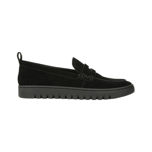 Vionic Uptown Womens Suede Loafer Black Packable Travel Platform