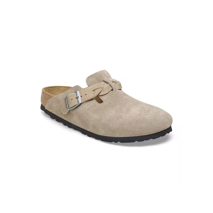 Birkenstock Unisex Boston Braided Suede Leather Clog Sandals - Taupe