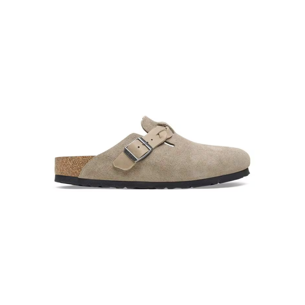 Birkenstock Unisex Boston Braided Suede Leather Clog Sandals - Taupe