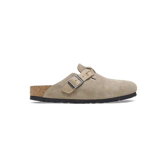 Birkenstock Unisex Boston Braided Suede Leather Clog Sandals - Taupe
