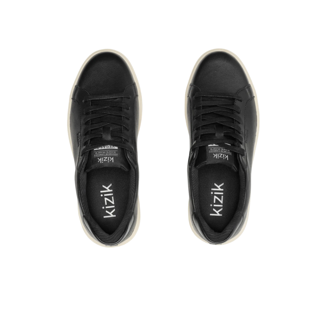 Kizik Womens Vegas 2 Black Pristine Hands Free Leather Slip On Sneakers